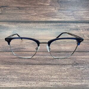Volo Warhawk Eyeglasses Blue Silver Browline Frames 52-19-148
